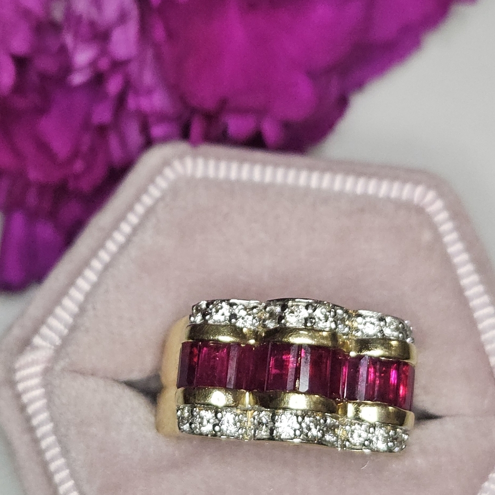 Ruby Diamond Yellow Gold Ring New - image 6